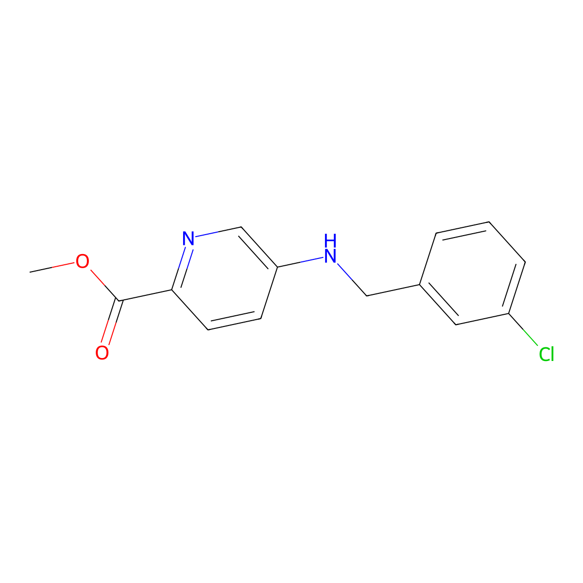 Methyl 5-((3-chlorobenzyl)amino)picolinate molecular structure, CAS 67515-75-7