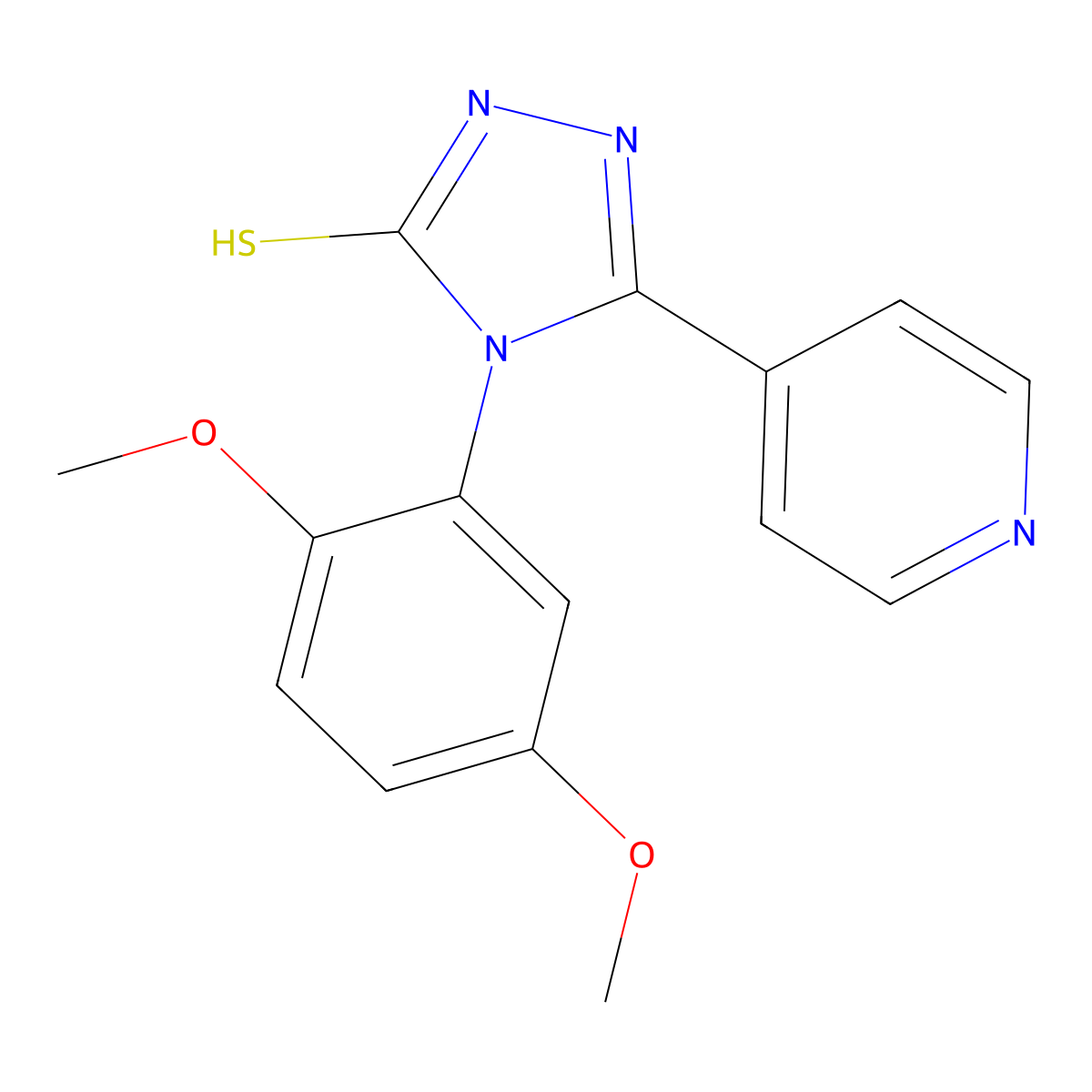 4-(2,5-dimethoxyphenyl)-5-(pyridin-4-yl)-4H-1,2,4-triazole-3-thiol molecular structure, CAS 675150-19-3