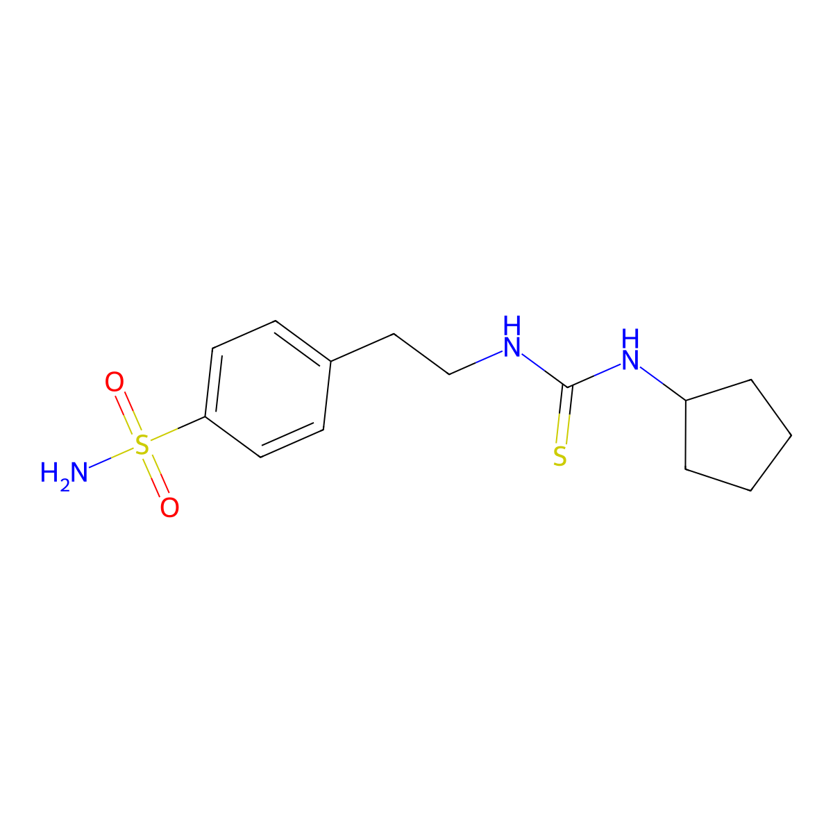 1-Cyclopentyl-3-[2-(4-sulfamoylphenyl)ethyl]thiourea molecular structure, CAS 675150-72-8
