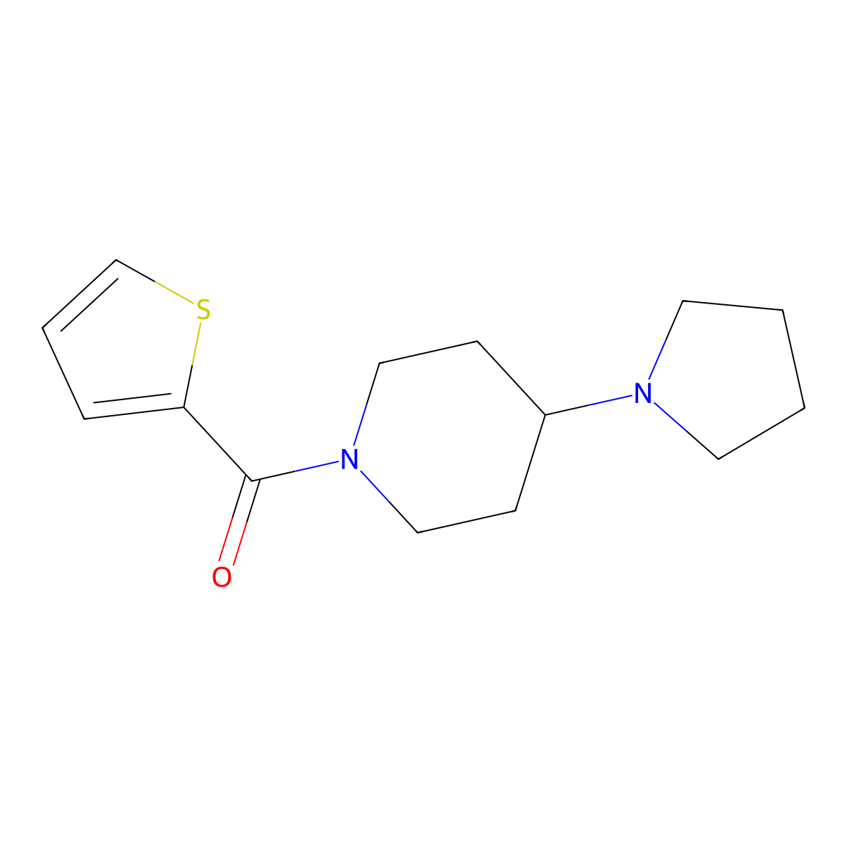 (4-Pyrrolidin-1-ylpiperidin-1-yl)-thiophen-2-ylmethanone molecular structure, CAS 675150-87-5