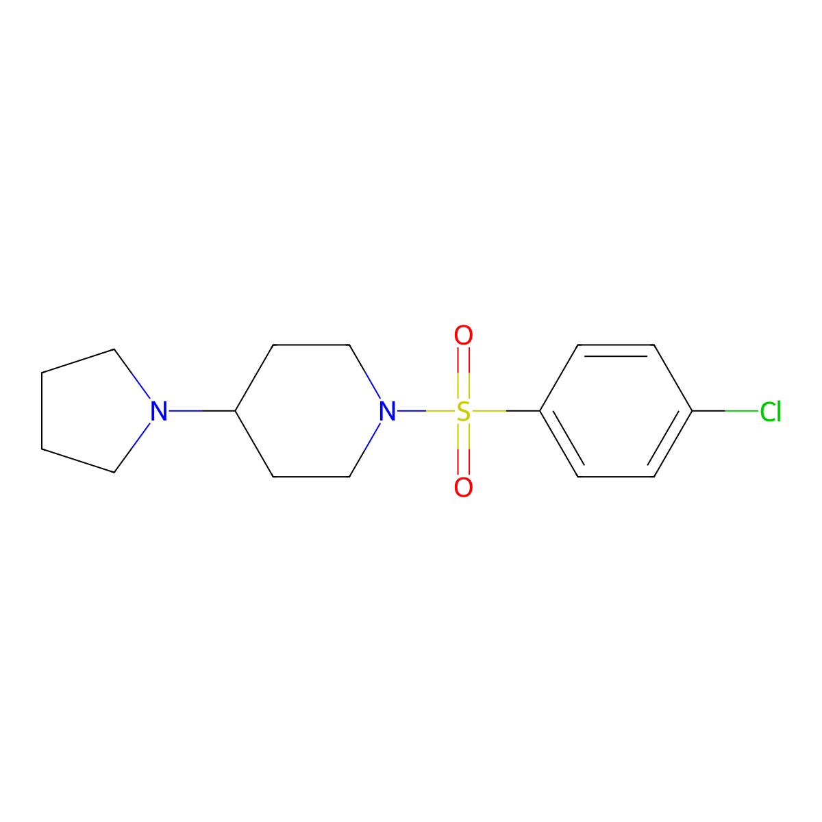 1-(4-Chlorophenyl)sulfonyl-4-pyrrolidin-1-ylpiperidine molecular structure, CAS 675151-41-4