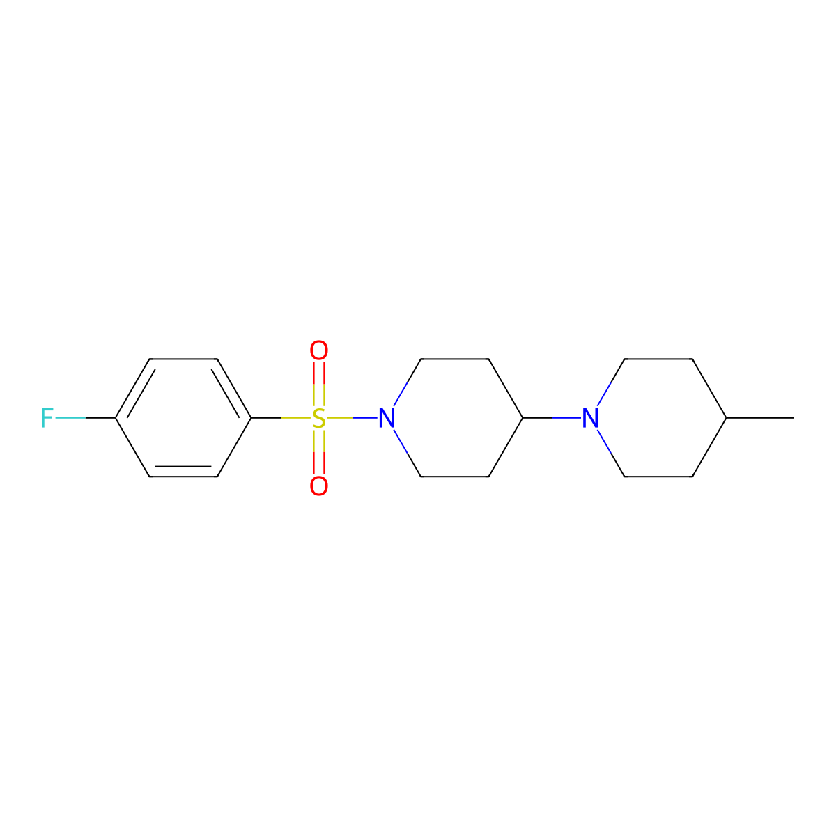 1-[1-(4-Fluorophenyl)sulfonylpiperidin-4-yl]-4-methylpiperidine molecular structure, CAS 675151-61-8