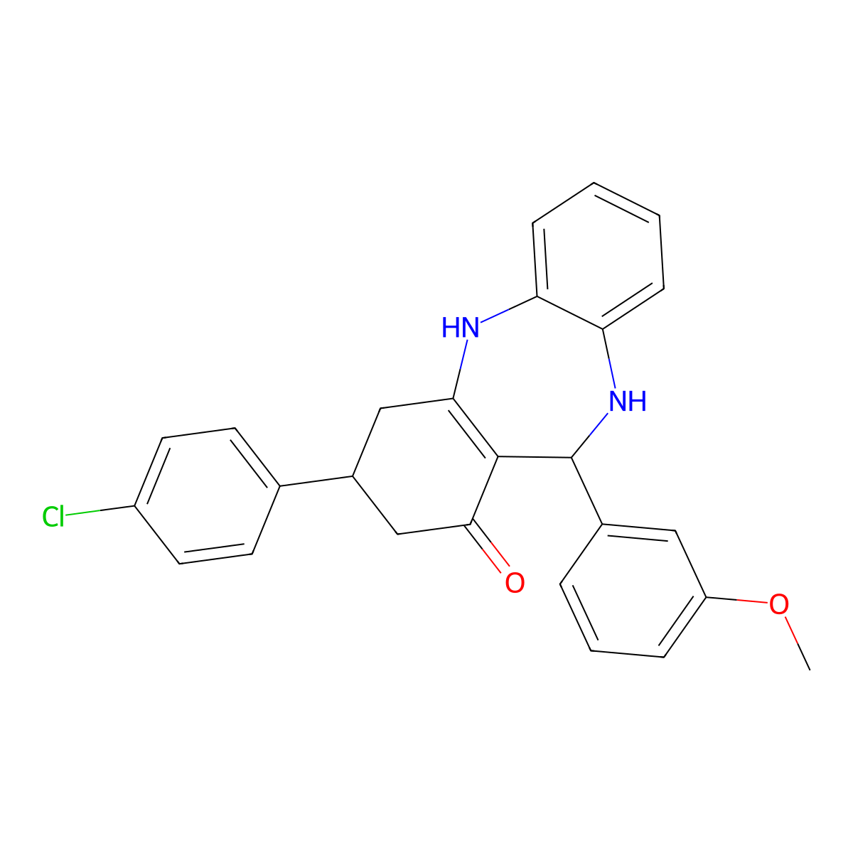 9-(4-Chlorophenyl)-6-(3-methoxyphenyl)-5,6,8,9,10,11-hexahydrobenzo[b][1,4]benzodiazepin-7-one molecular structure, CAS 675151-66-3