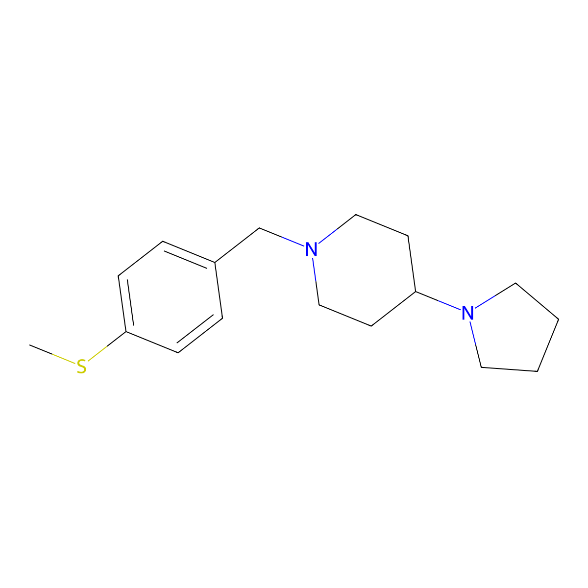 1-[(4-Methylsulfanylphenyl)methyl]-4-pyrrolidin-1-ylpiperidine molecular structure, CAS 675151-74-3
