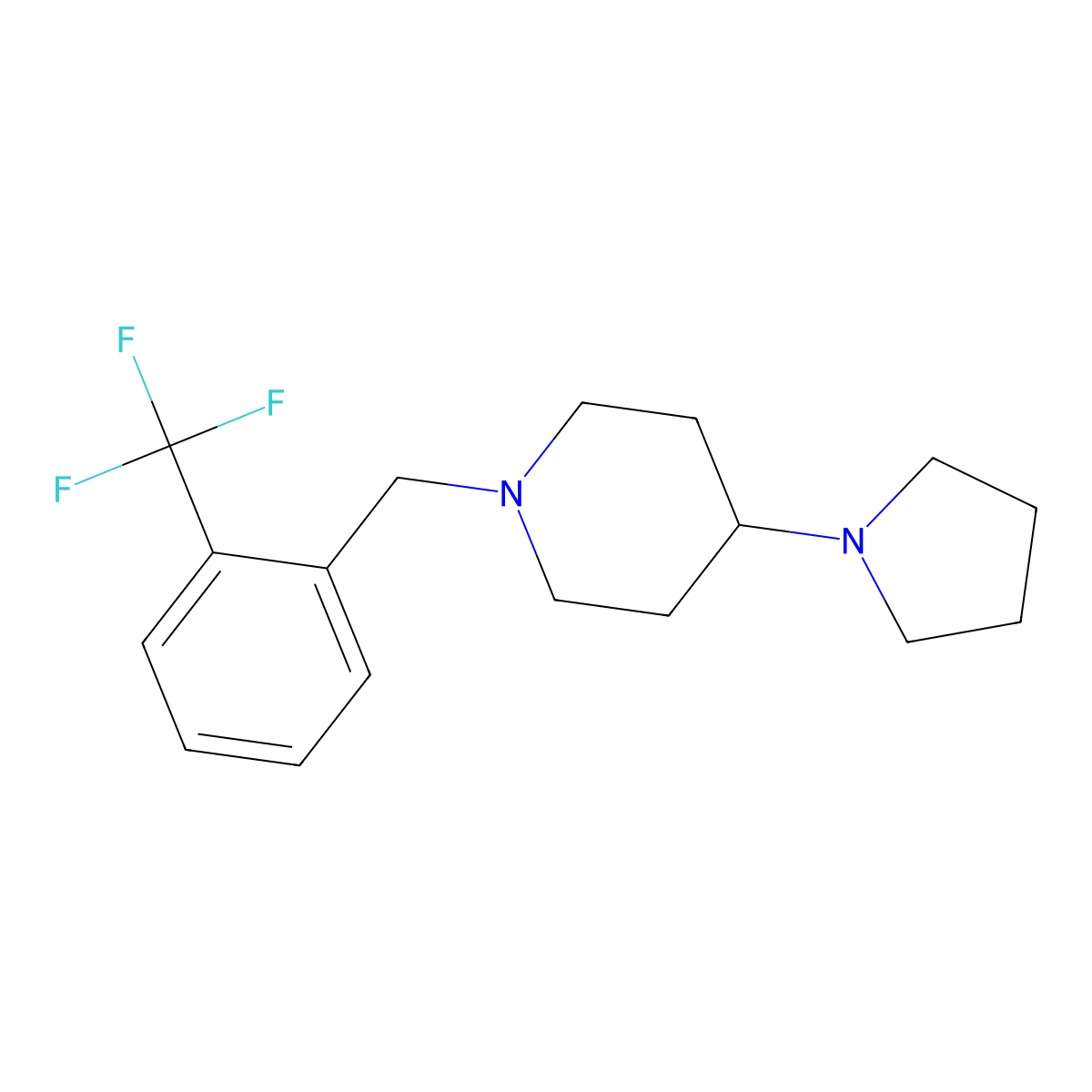 4-Pyrrolidin-1-yl-1-[[2-(trifluoromethyl)phenyl]methyl]piperidine molecular structure, CAS 675152-35-9