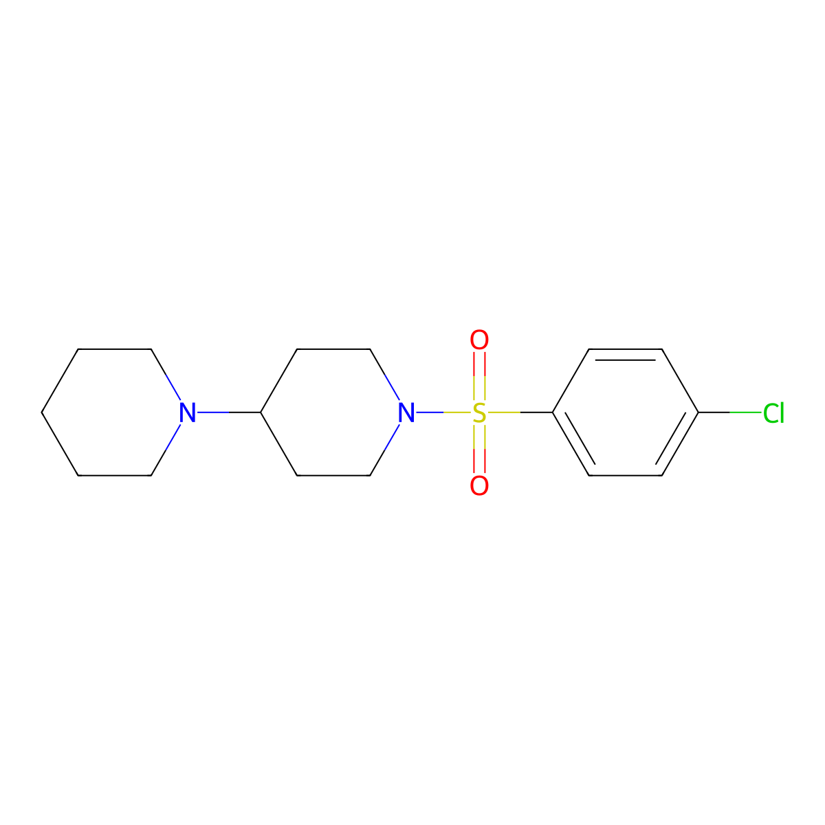 1-(4-Chlorophenyl)sulfonyl-4-piperidin-1-ylpiperidine molecular structure, CAS 675153-25-0