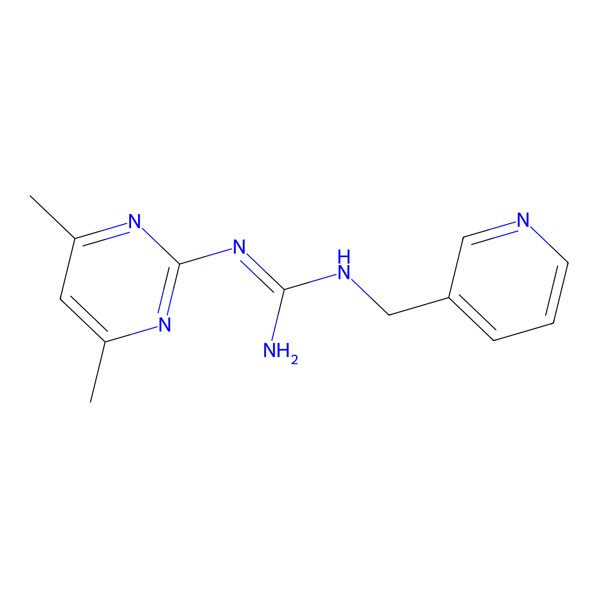 N-(4,6-Dimethylpyrimidin-2-yl)-N'-(pyridin-3-ylmethyl)guanidine molecular structure, CAS 675153-67-0