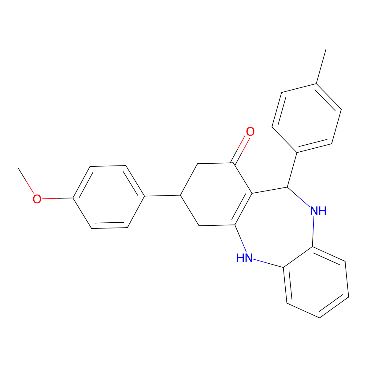 9-(4-Methoxyphenyl)-6-(4-methylphenyl)-5,6,8,9,10,11-hexahydrobenzo[b][1,4]benzodiazepin-7-one molecular structure, CAS 675153-88-5