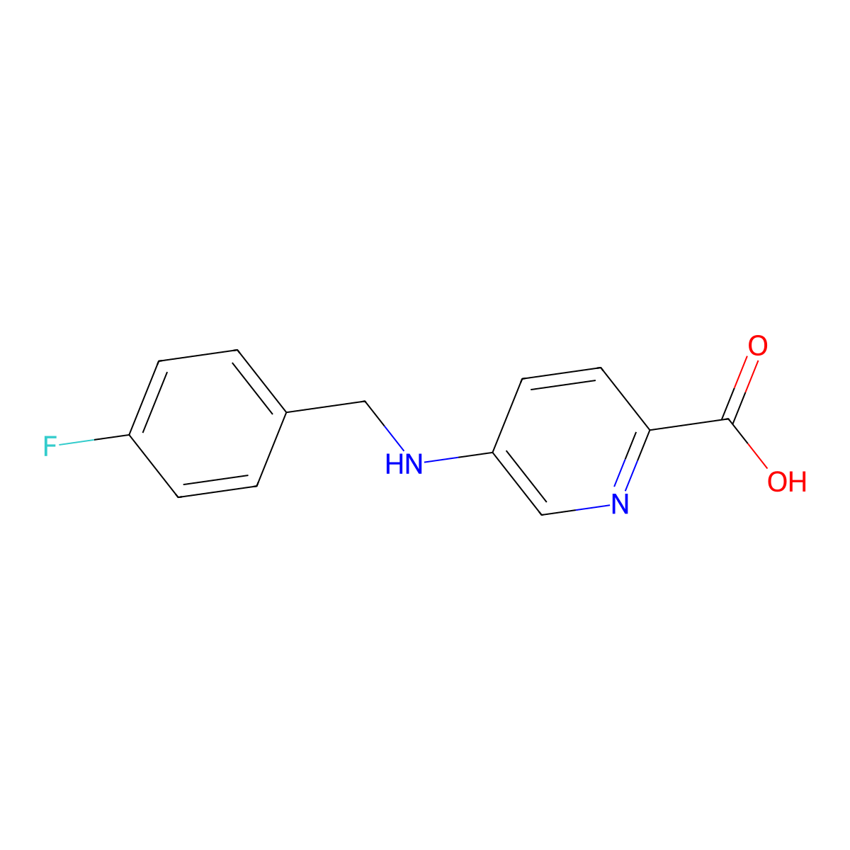 5-{[(4-Fluorophenyl)methyl]amino}pyridine-2-carboxylic acid molecular structure, CAS 67516-00-1