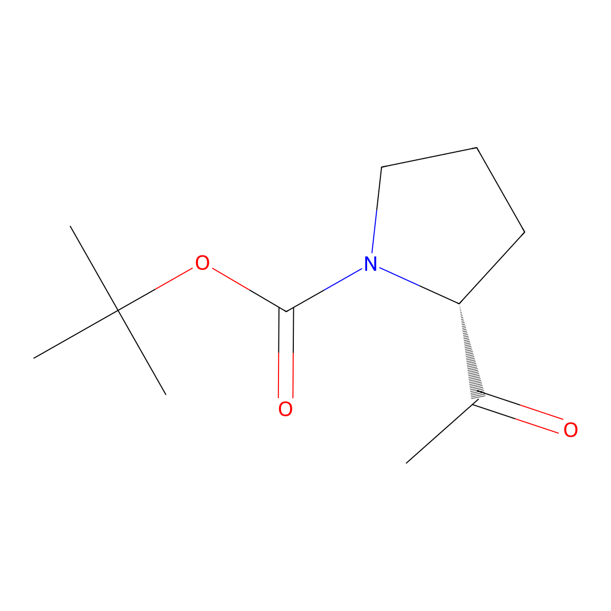 tert-butyl (2R)-2-acetylpyrrolidine-1-carboxylate molecular structure, CAS 675185-27-0