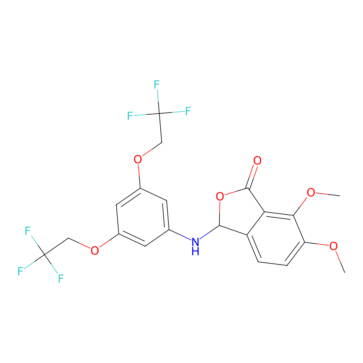 3-[3,5-bis(2,2,2-trifluoroethoxy)anilino]-6,7-dimethoxy-3H-2-benzofuran-1-one molecular structure, CAS 675188-52-0