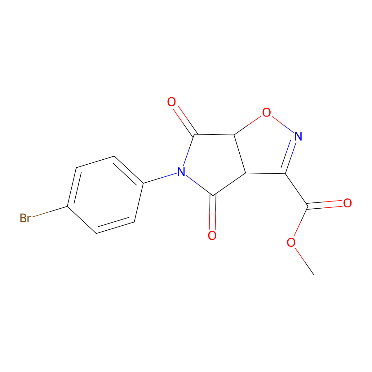 Methyl 5-(4-bromophenyl)-4,6-dioxo-3a,6a-dihydropyrrolo[3,4-d][1,2]oxazole-3-carboxylate molecular structure, CAS 675188-75-7