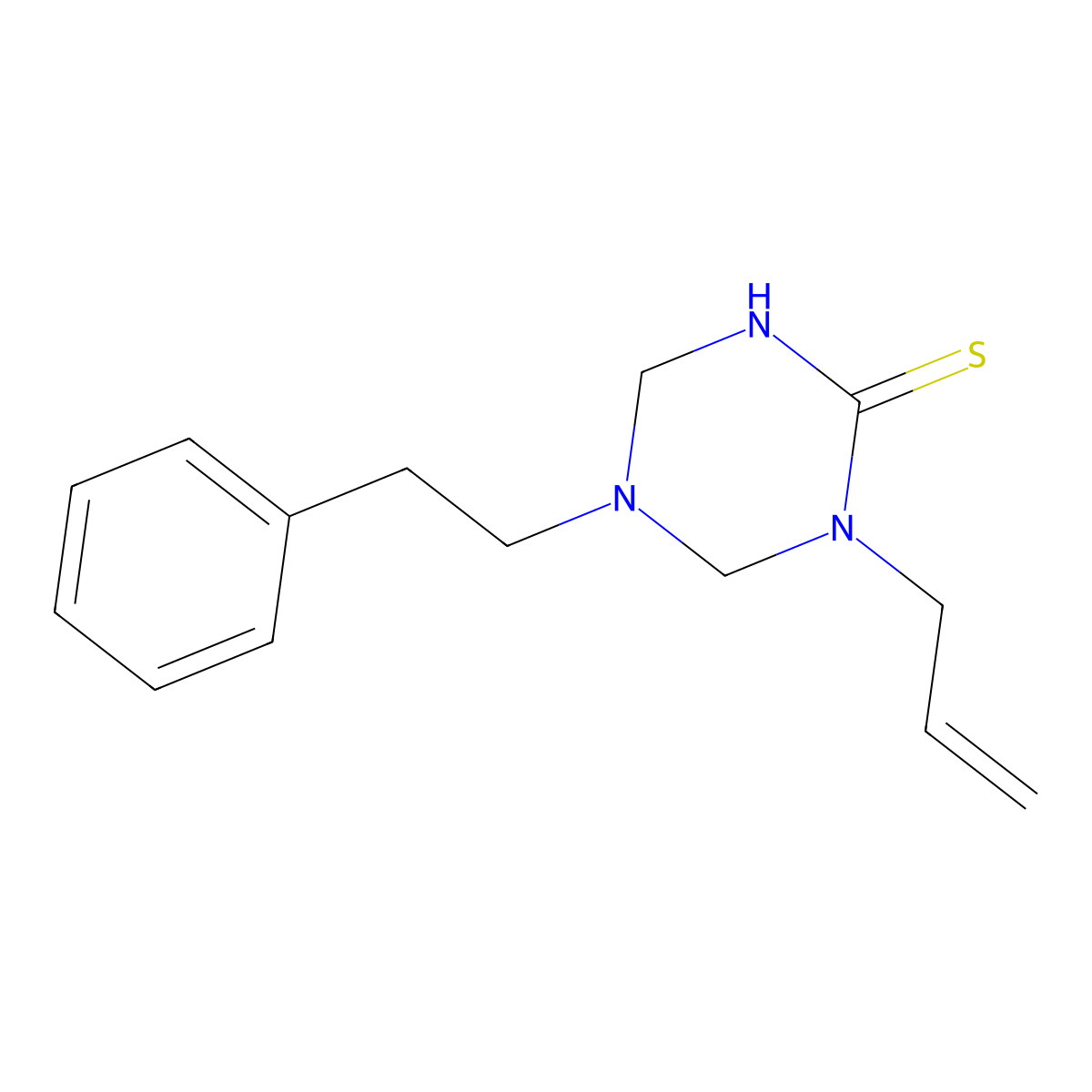 1-Allyl-5-phenethyl-1,3,5-triazinane-2-thione molecular structure, CAS 675189-94-3