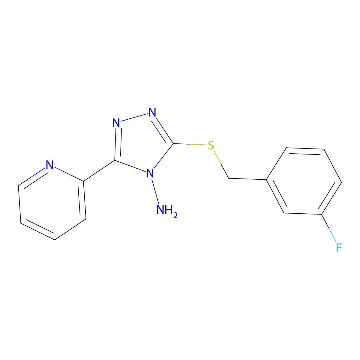 3-((3-Fluorobenzyl)thio)-5-(2-pyridinyl)-4H-1,2,4-triazol-4-ylamine molecular structure, CAS 675190-30-4