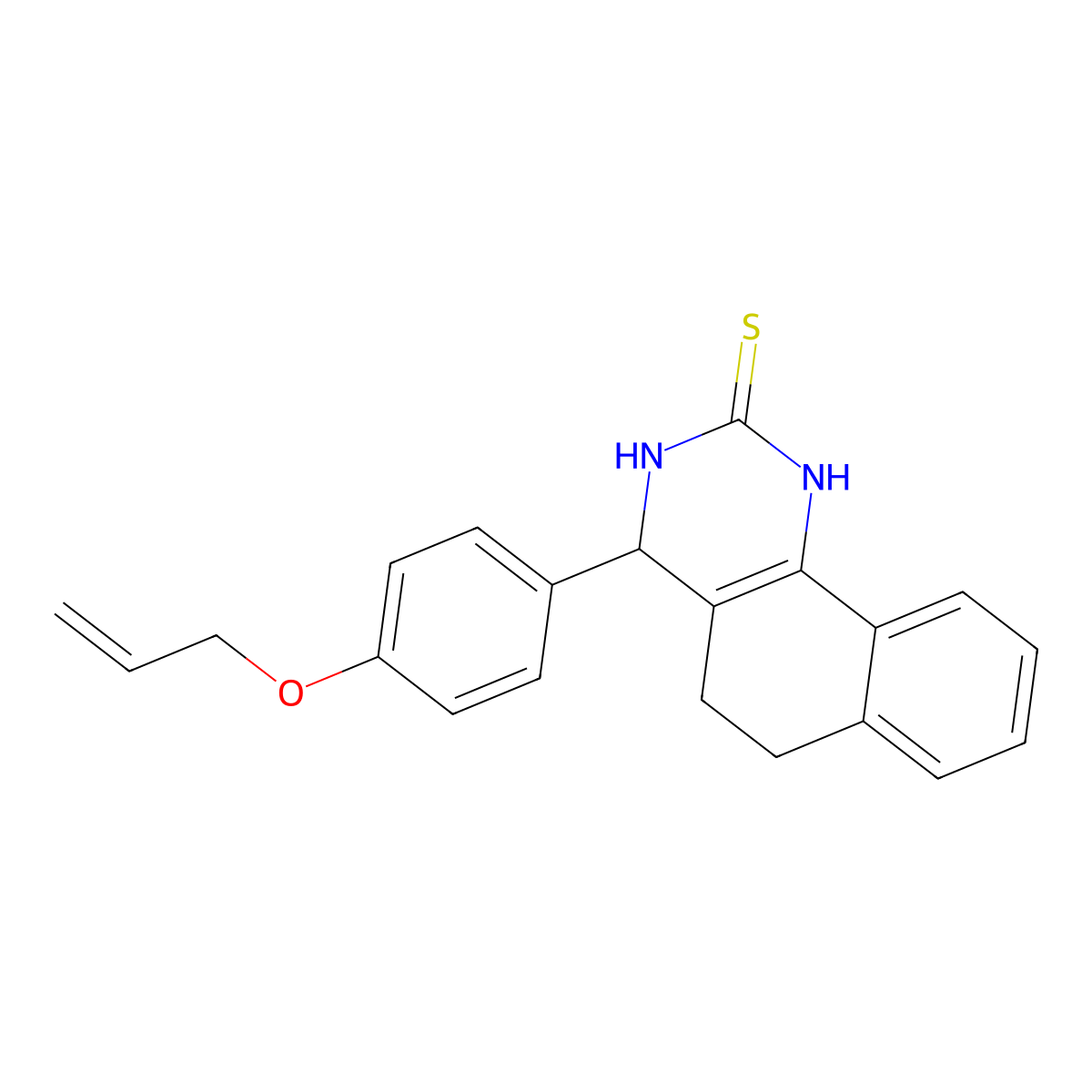 4-(4-prop-2-enoxyphenyl)-3,4,5,6-tetrahydro-1H-benzo[h]quinazoline-2-thione molecular structure, CAS 675190-47-3
