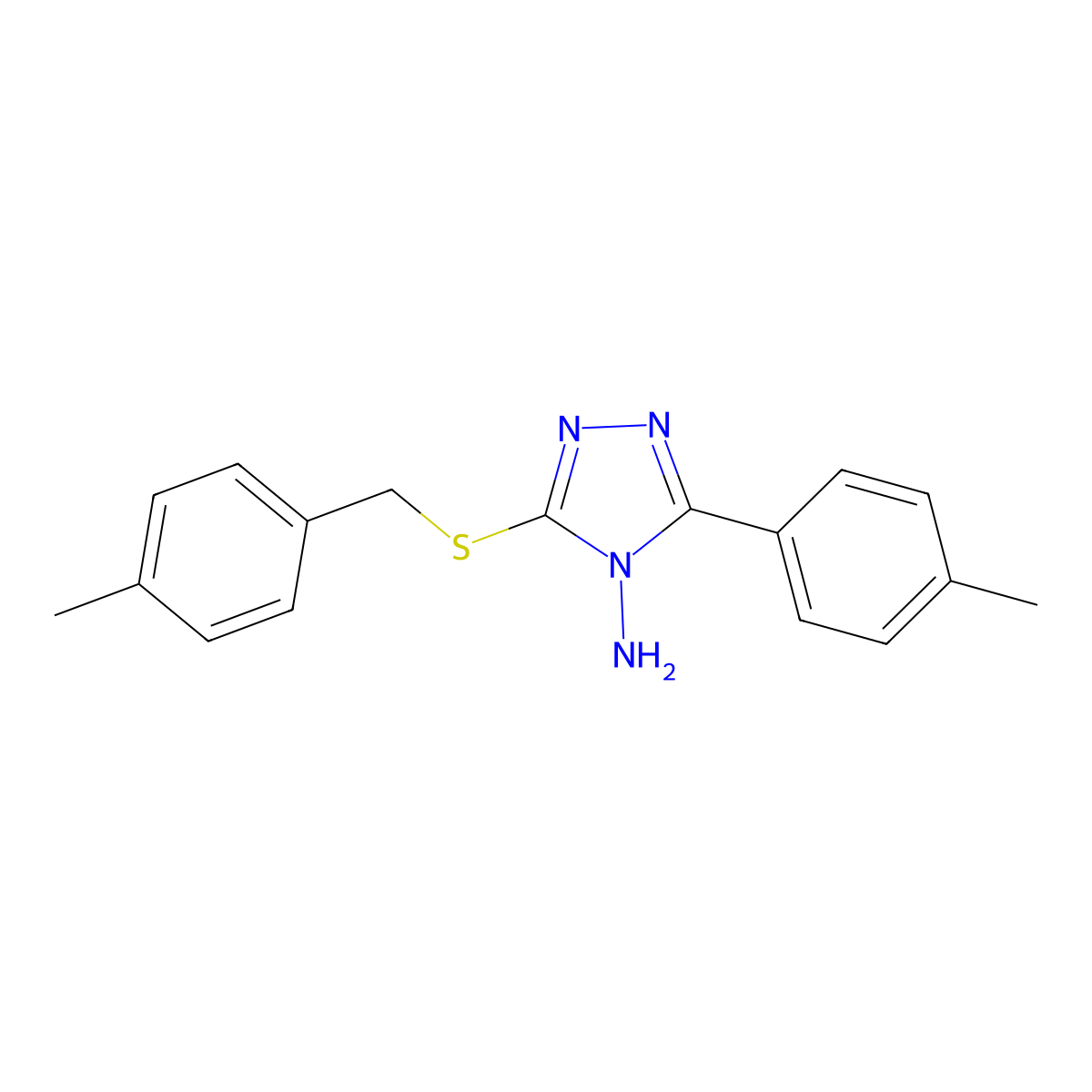 5-(4-Methylphenyl)-3-[(4-methylphenyl)methylthio]-1,2,4-triazole-4-ylamine molecular structure, CAS 675190-56-4