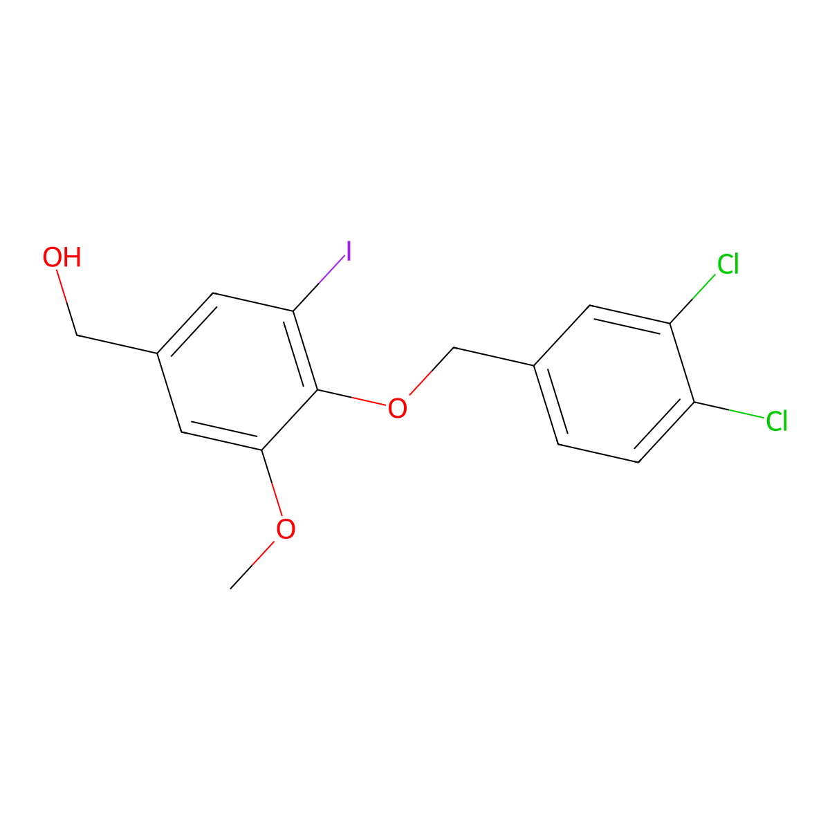 {4-[(3,4-Dichlorobenzyl)oxy]-3-iodo-5-methoxyphenyl}methanol molecular structure, CAS 675190-62-2