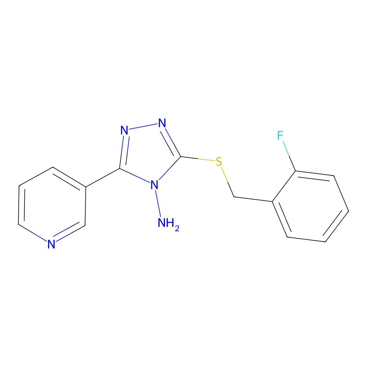3-((2-Fluorobenzyl)thio)-5-(3-pyridinyl)-4H-1,2,4-triazol-4-amine molecular structure, CAS 675190-72-4