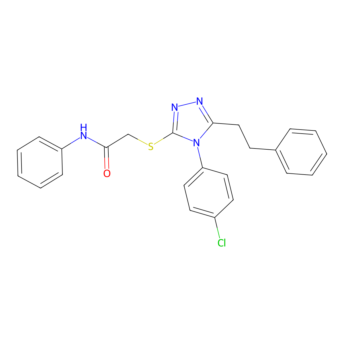 2-{[4-(4-chlorophenyl)-5-(2-phenylethyl)-4H-1,2,4-triazol-3-yl]sulfanyl}-N-phenylacetamide molecular structure, CAS 675193-86-9