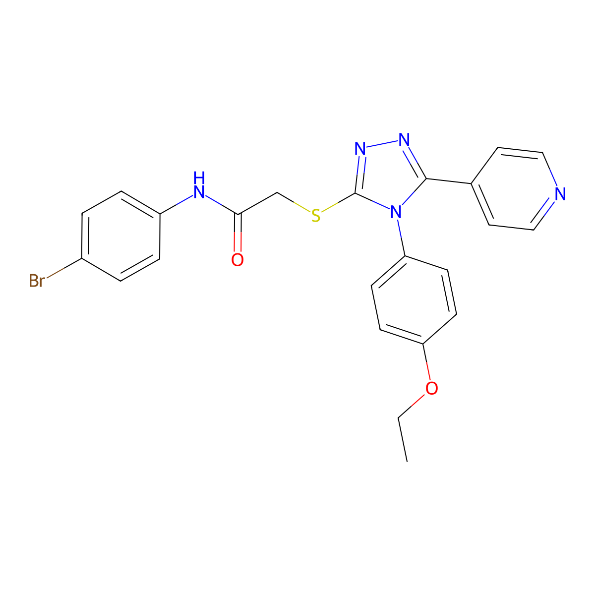 N-(4-bromophenyl)-2-[[4-(4-ethoxyphenyl)-5-pyridin-4-yl-1,2,4-triazol-3-yl]sulfanyl]acetamide molecular structure, CAS 675194-17-9