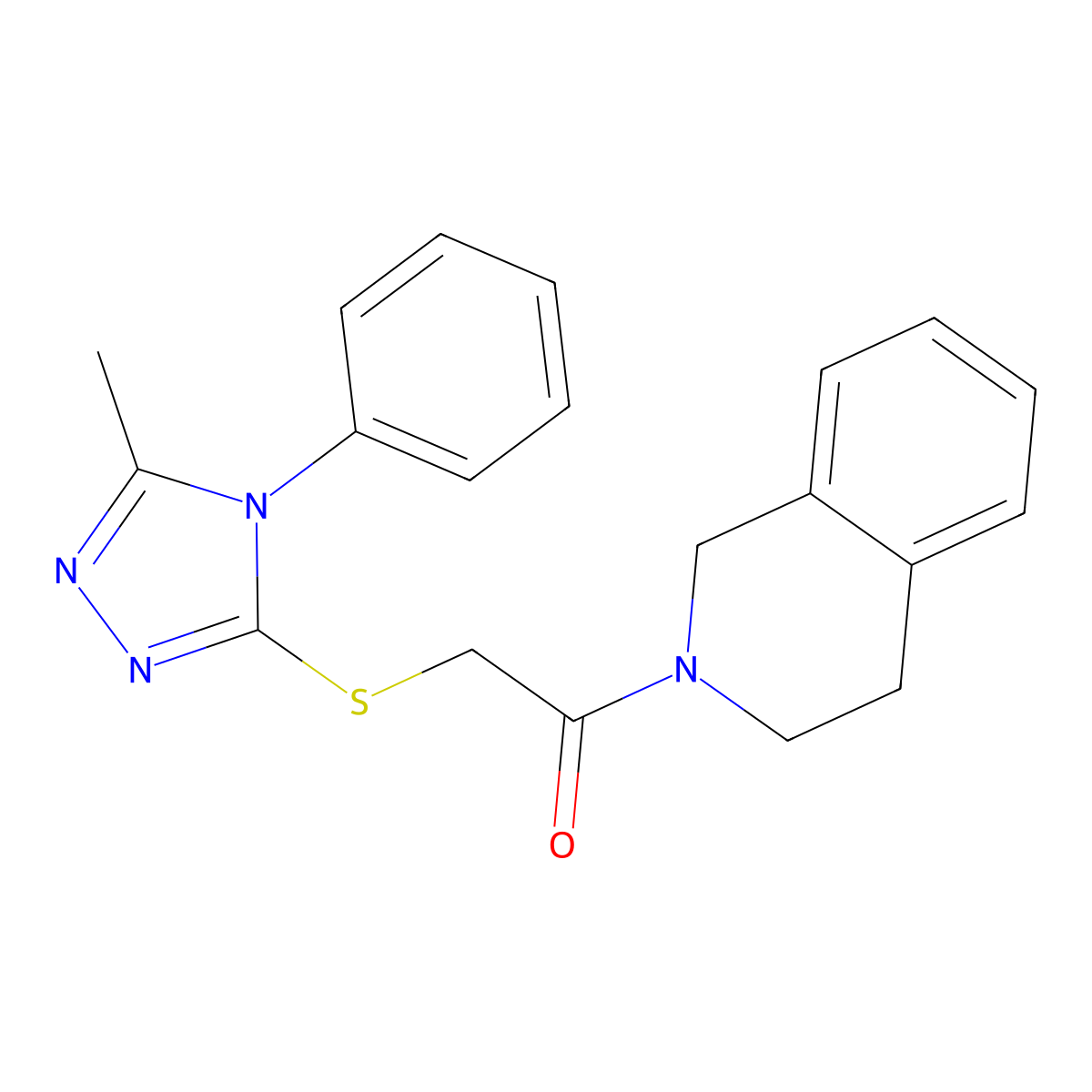 1-(3,4-dihydro-1H-isoquinolin-2-yl)-2-[(5-methyl-4-phenyl-1,2,4-triazol-3-yl)sulfanyl]ethanone molecular structure, CAS 675195-62-7
