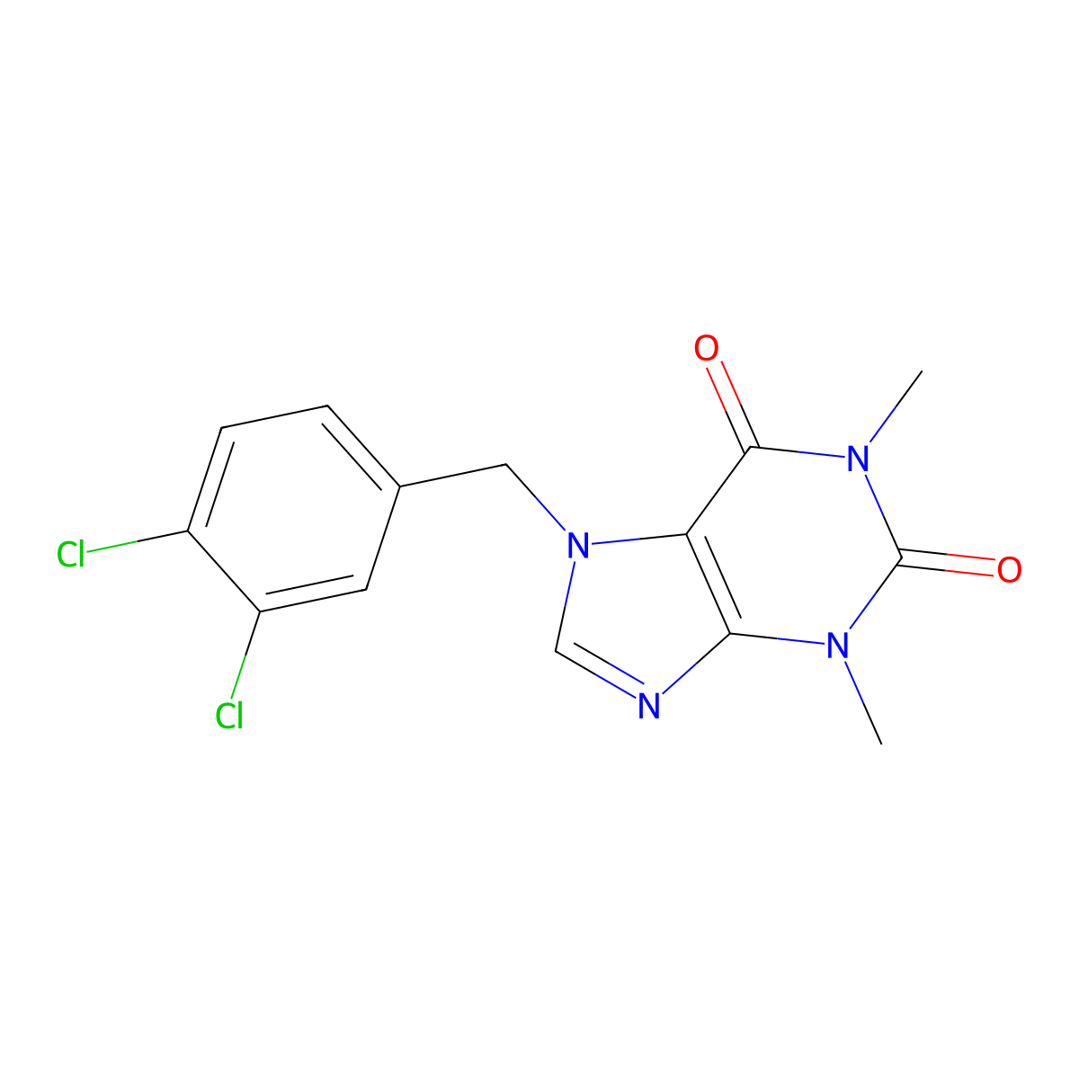 7-(3,4-dichlorobenzyl)-1,3-dimethyl-3,7-dihydro-1H-purine-2,6-dione molecular structure, CAS 675196-34-6