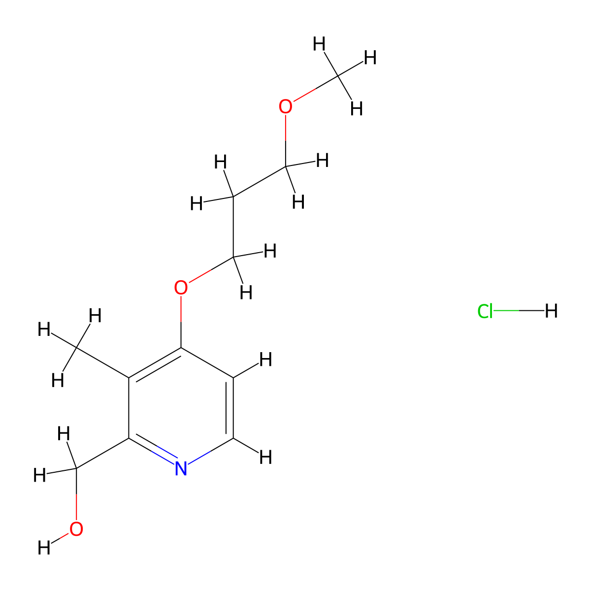 2-Hydroxymethyl-4-(3-methoxypropoxy)-3-methylpyridine hydrochloride molecular structure, CAS 675198-19-3