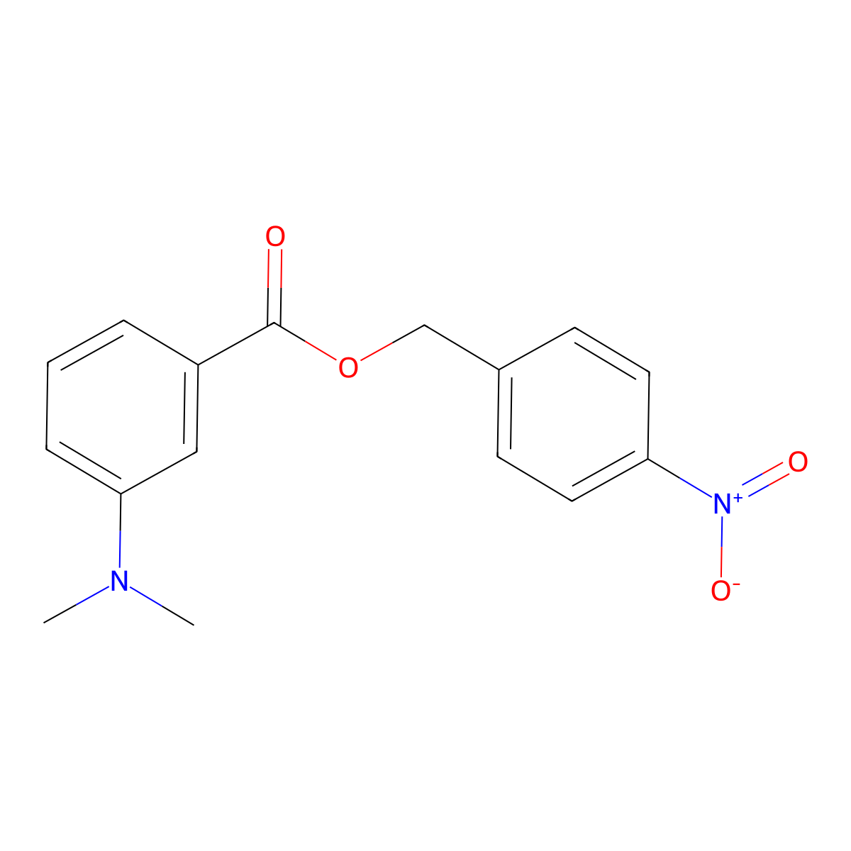 Benzoic acid, 3-(dimethylamino)-, (4-nitrophenyl)methyl ester molecular structure, CAS 67521-97-5