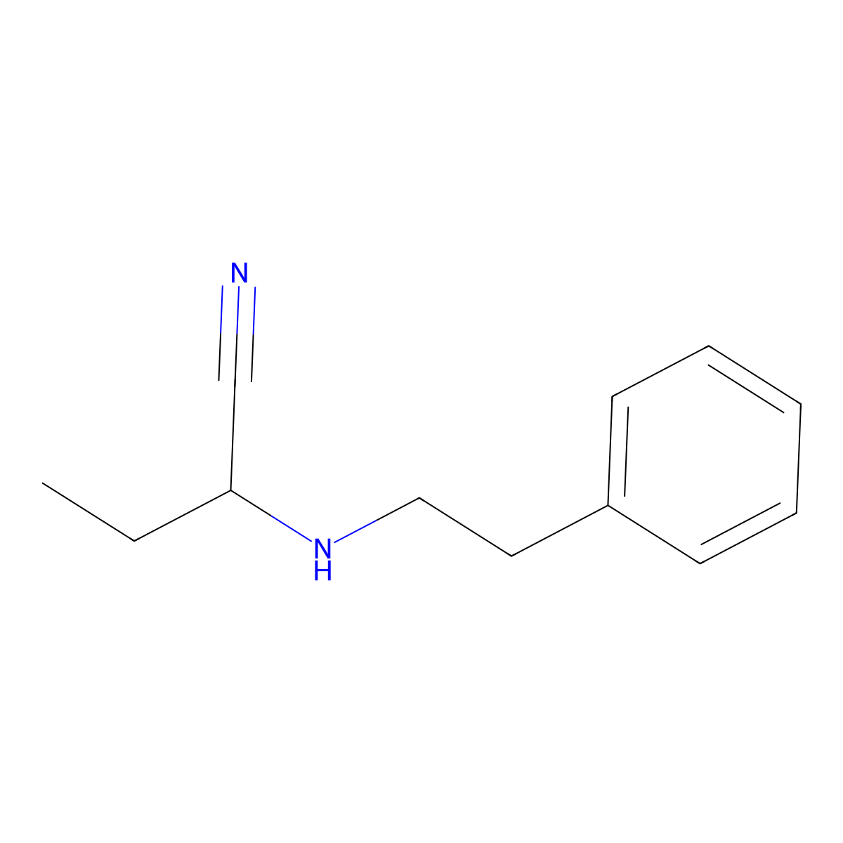 2-[(2-Phenylethyl)amino]butanenitrile molecular structure, CAS 67523-90-4