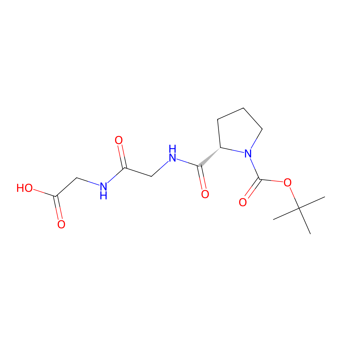 2-(2-{[(2S)-1-[(tert-butoxy)carbonyl]pyrrolidin-2-yl]formamido}acetamido)acetic acid molecular structure, CAS 67524-10-1