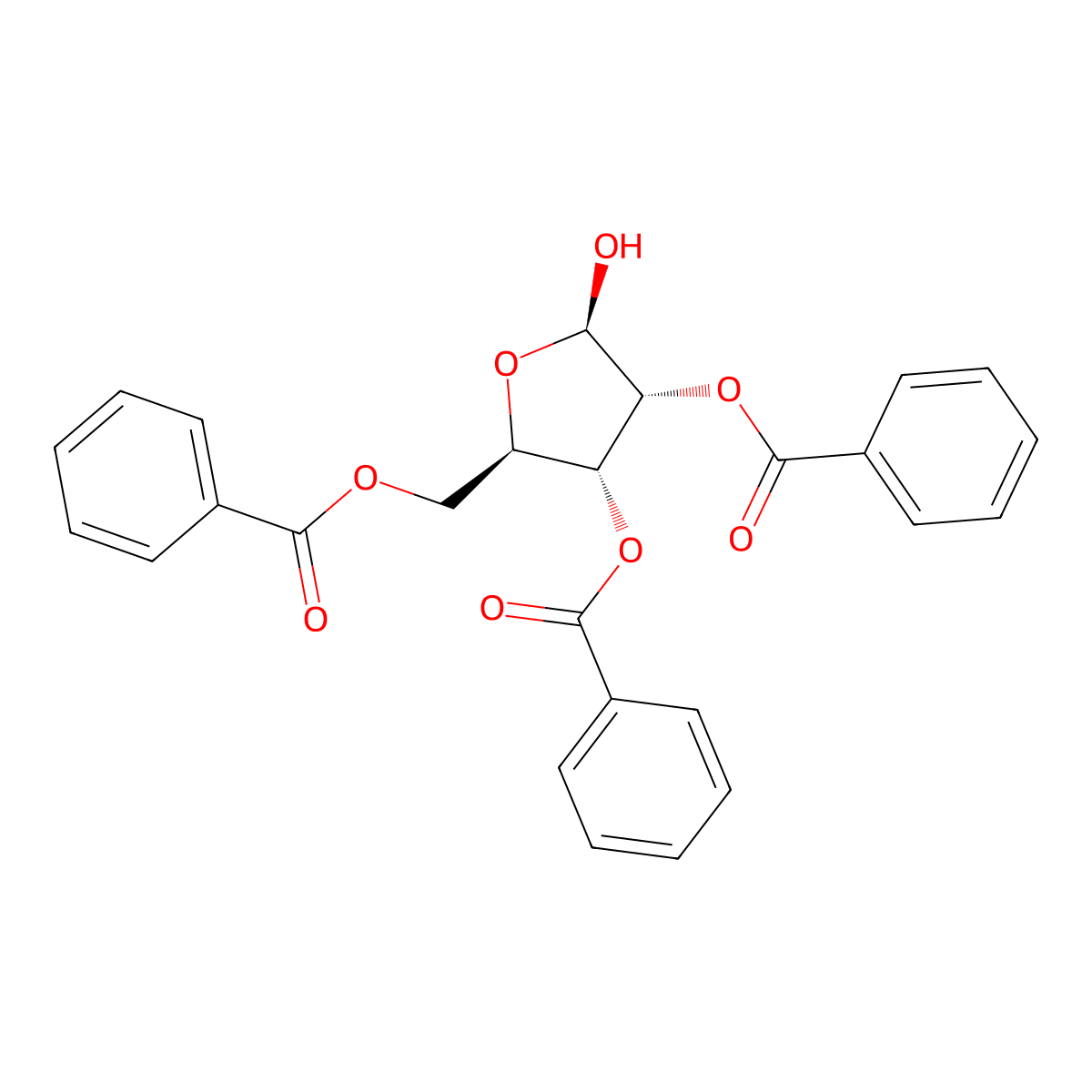 beta-D-Ribofuranose, 2,3,5-tribenzoate molecular structure, CAS 67525-66-0