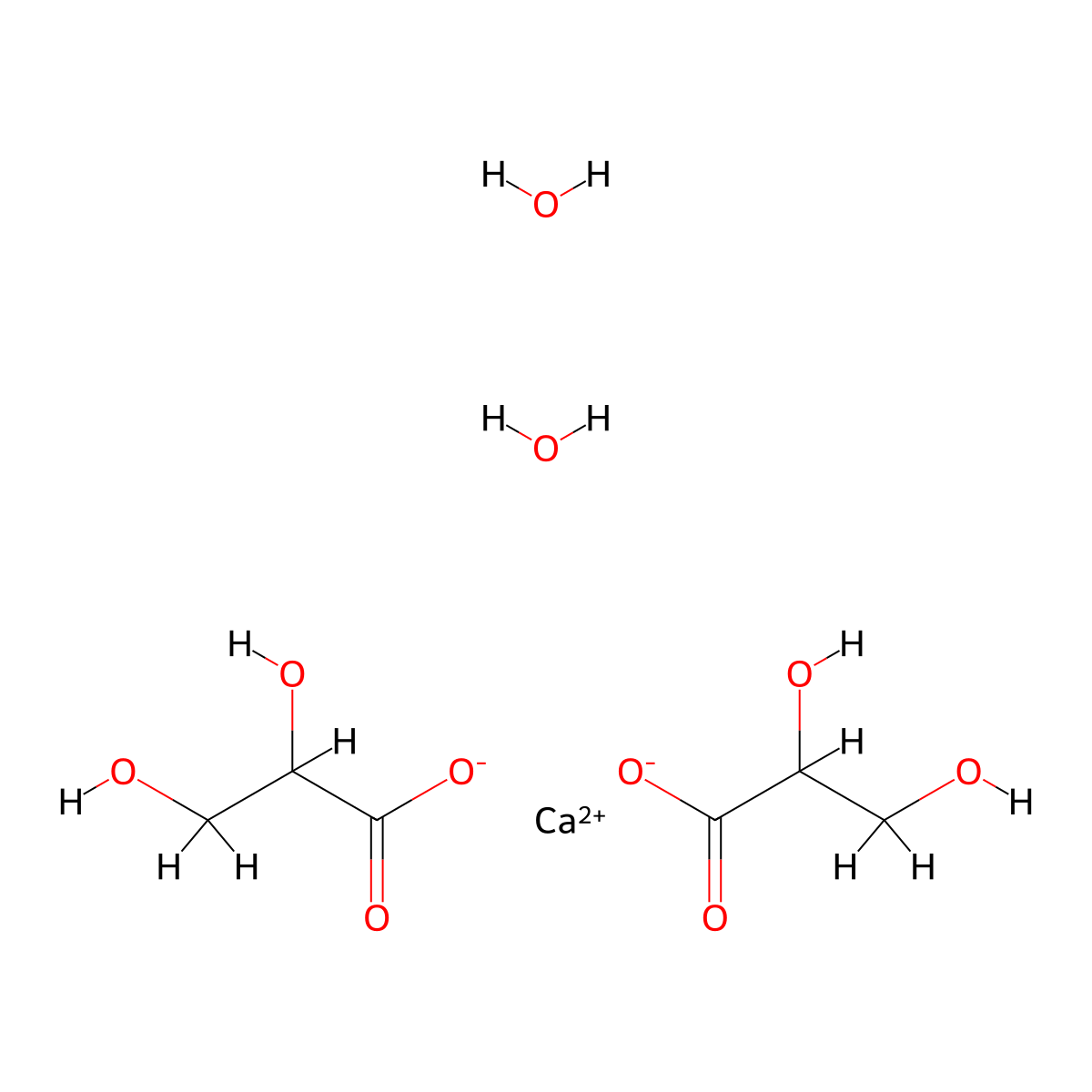 Calcium 2,3-dihydroxypropanoate dihydrate molecular structure, CAS 67525-74-0