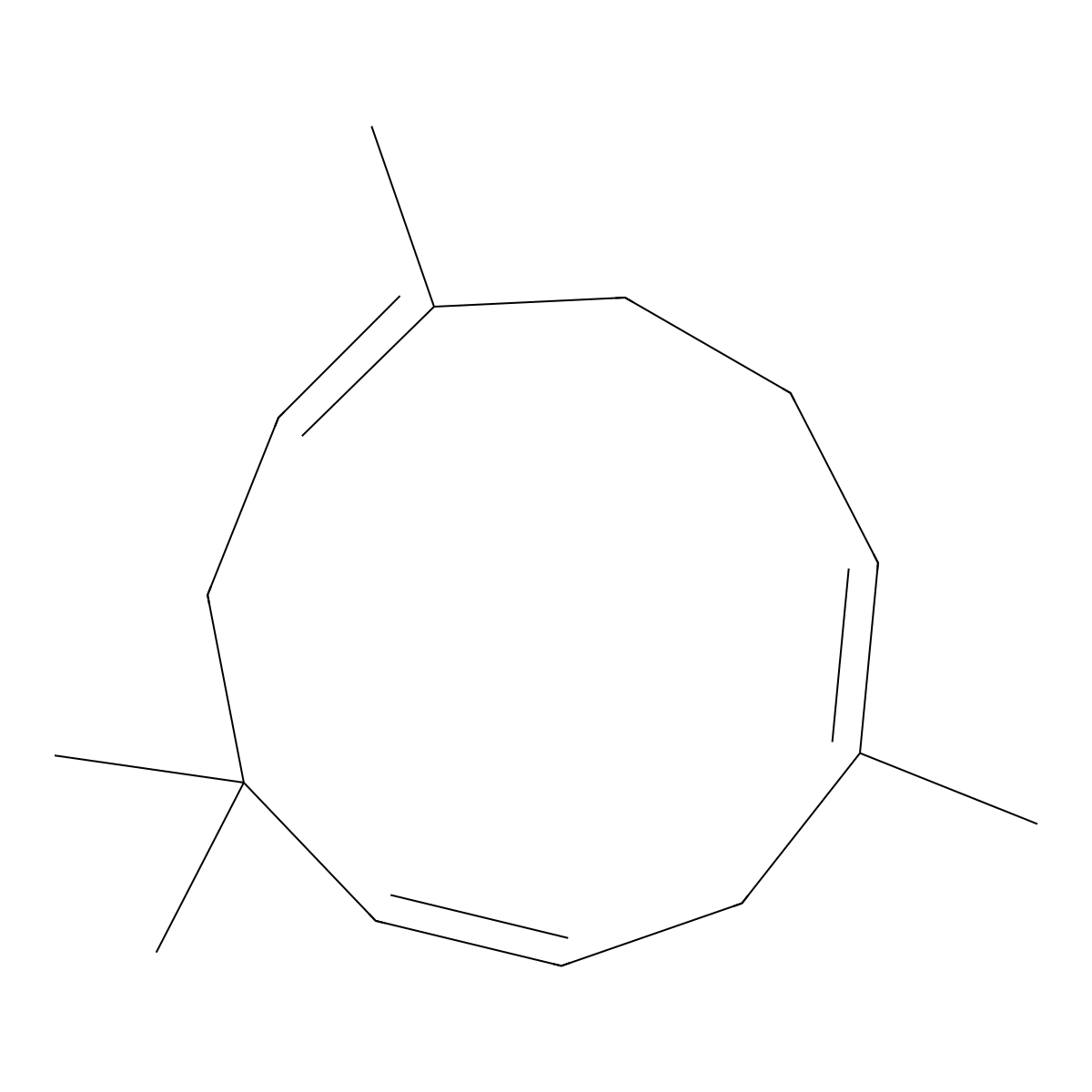 2,6,6,9-Tetramethyl-cycloundeca-1,4,8-triene molecular structure, CAS 6753-98-6