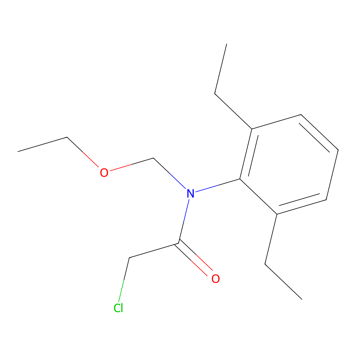 2-chloro-N-(2,6-diethylphenyl)-N-(ethoxymethyl)acetamide molecular structure, CAS 67535-23-3