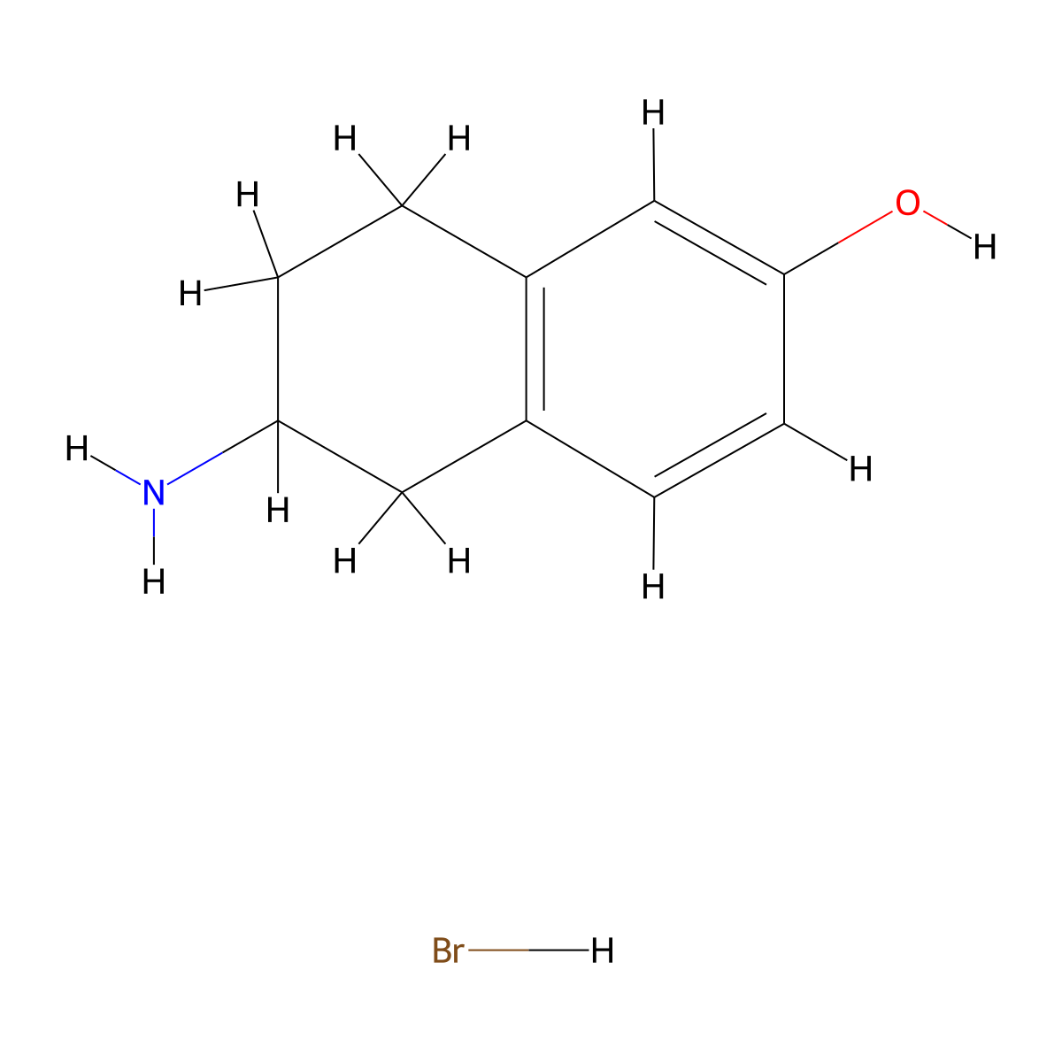 6-Amino-5,6,7,8-tetrahydronaphthalen-2-ol hydrobromide molecular structure, CAS 67544-41-6