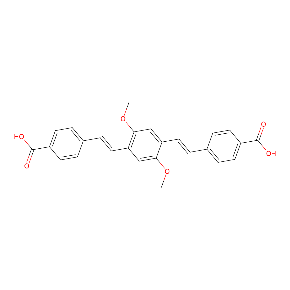 4,4'-[(2,5-Dimethoxy-1,4-phenylene)di(ethene-2,1-diyl)]dibenzoic acid molecular structure, CAS 67546-17-2