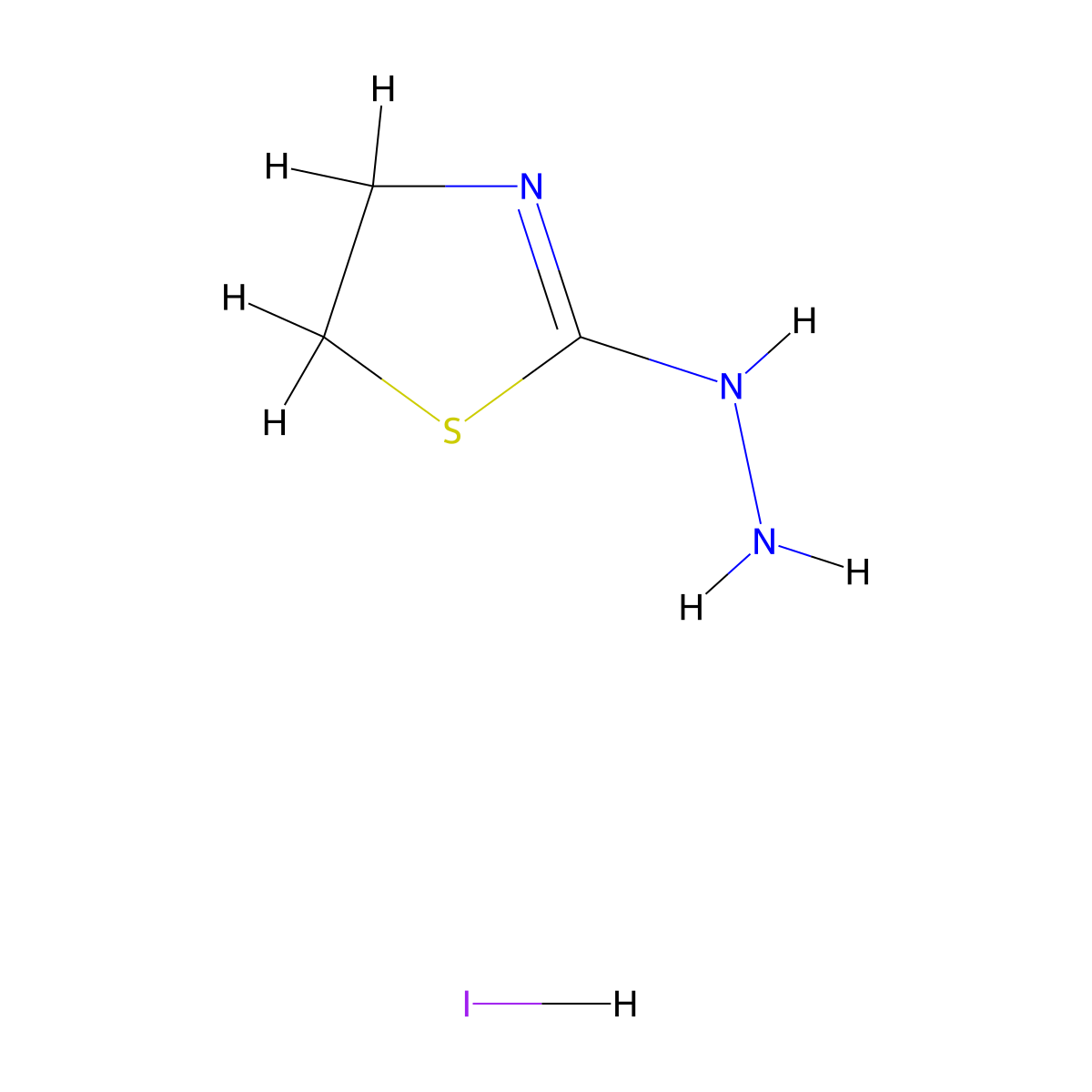 2-Hydrazino-4,5-dihydro-1,3-thiazole hydroiodide molecular structure, CAS 67548-73-6