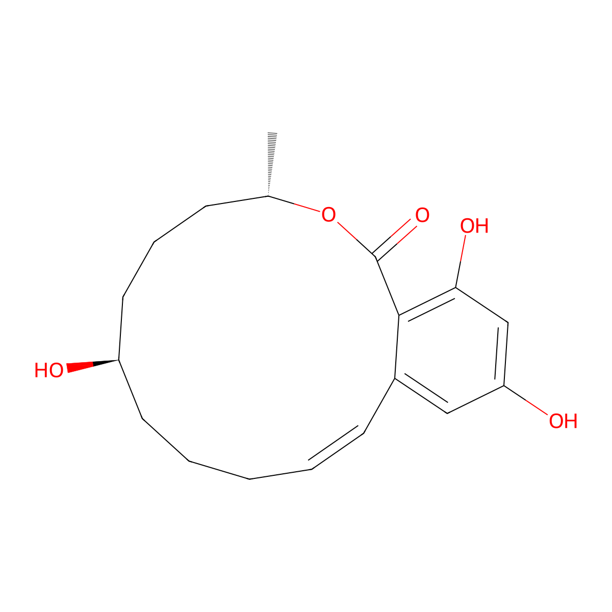 (3S,7R)-3,4,5,6,7,8,9,10-Octahydro-7,14,16-trihydroxy-3-methyl-1H-2-benzoxacyclotetradecin-1-one molecular structure, CAS 675588-20-2