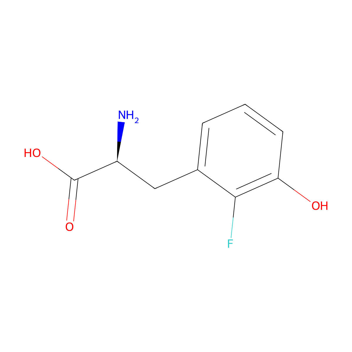 (2S)-2-Amino-3-(2-fluoro-3-hydroxyphenyl)propanoic acid molecular structure, CAS 675589-68-1