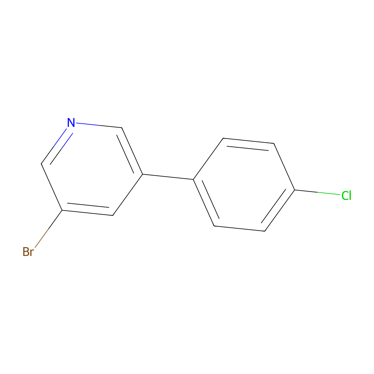 3-Bromo-5-(4-chlorophenyl)pyridine molecular structure, CAS 675590-22-4
