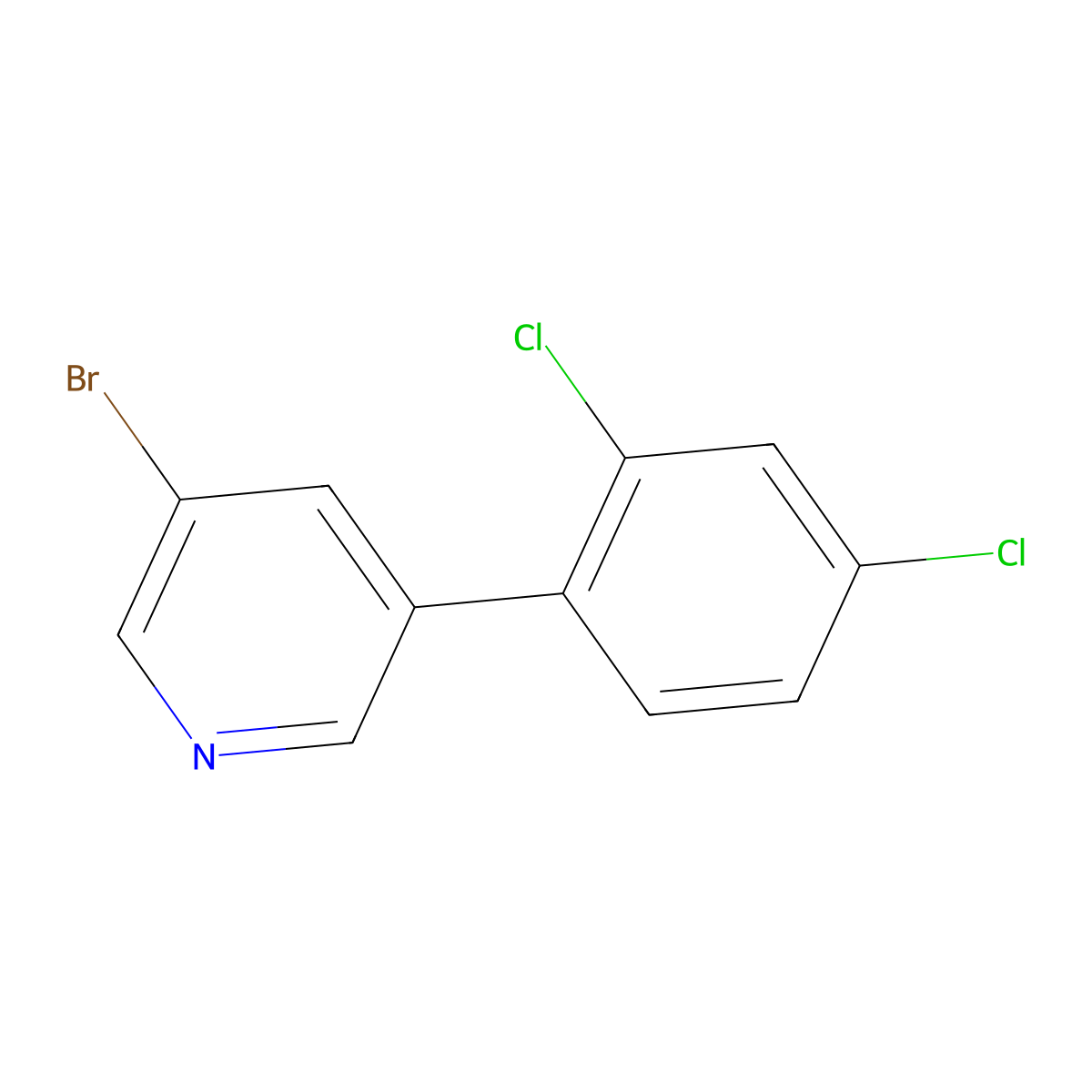 3-Bromo-5-(2,4-dichlorophenyl)pyridine molecular structure, CAS 675590-24-6
