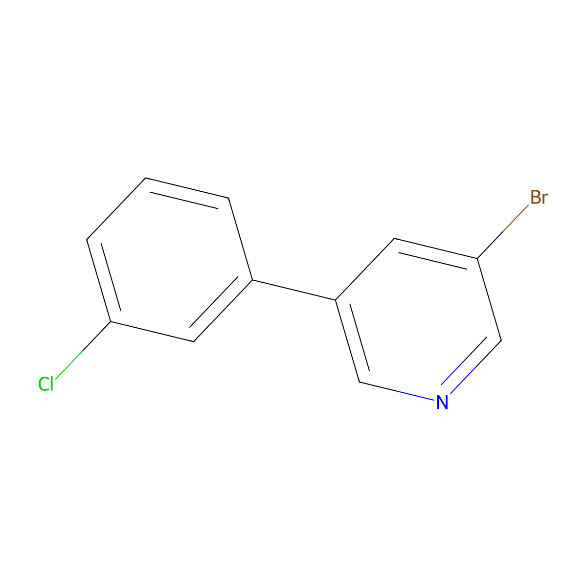 3-Bromo-5-(3-chlorophenyl)pyridine molecular structure, CAS 675590-26-8