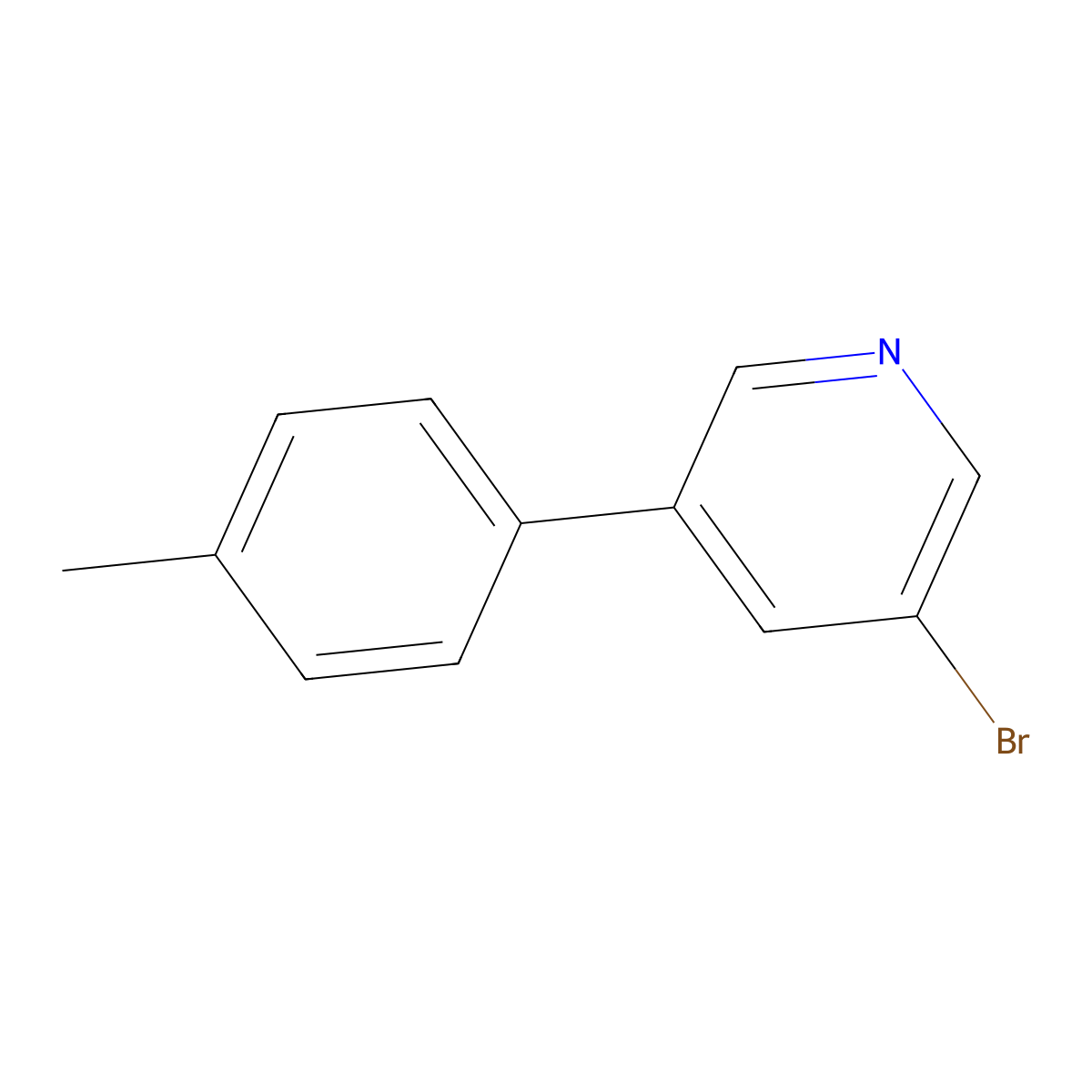 3-Bromo-5-(4-methylphenyl)pyridine molecular structure, CAS 675590-28-0