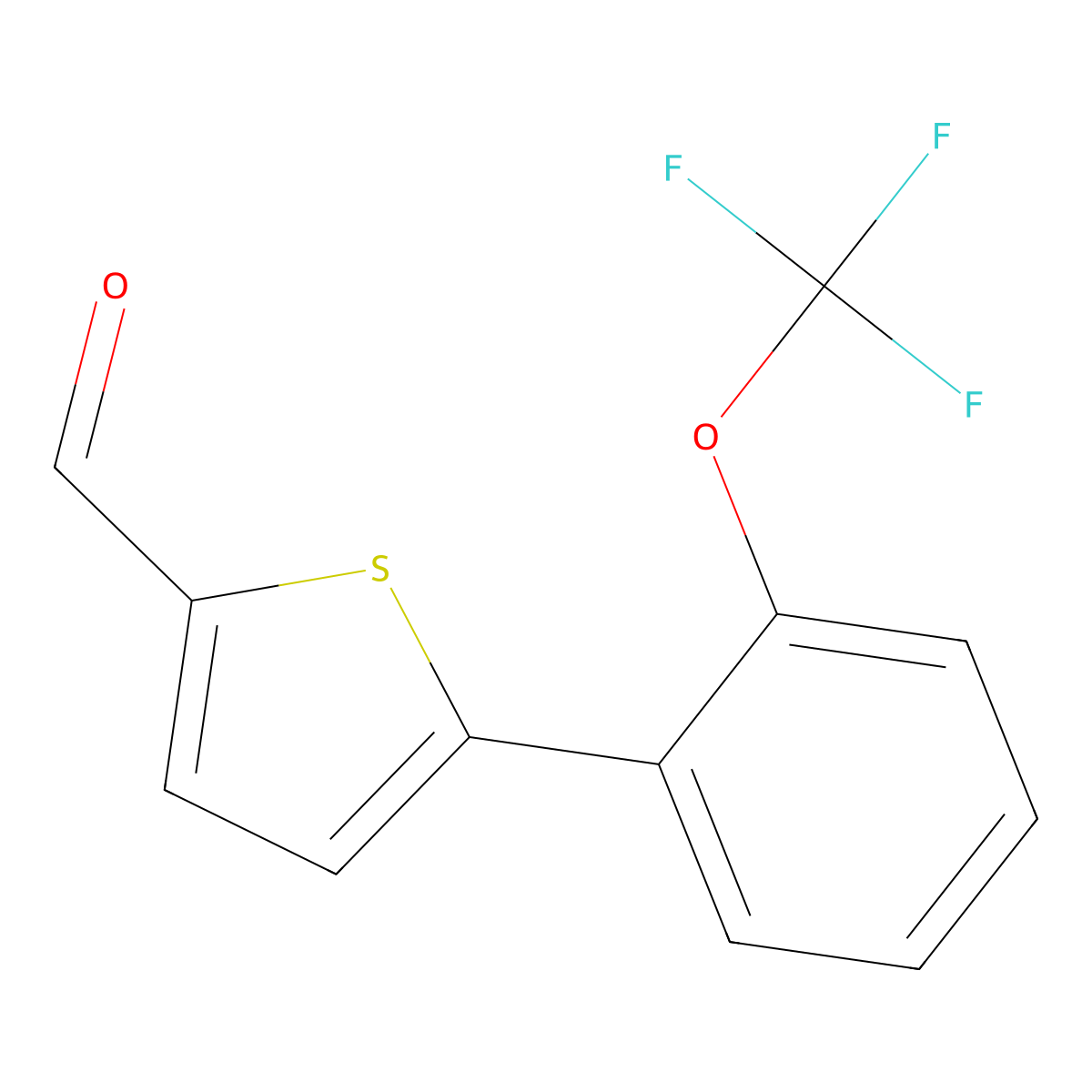 5-[2-(Trifluoromethoxy)phenyl]thiophene-2-carbaldehyde molecular structure, CAS 675596-29-9
