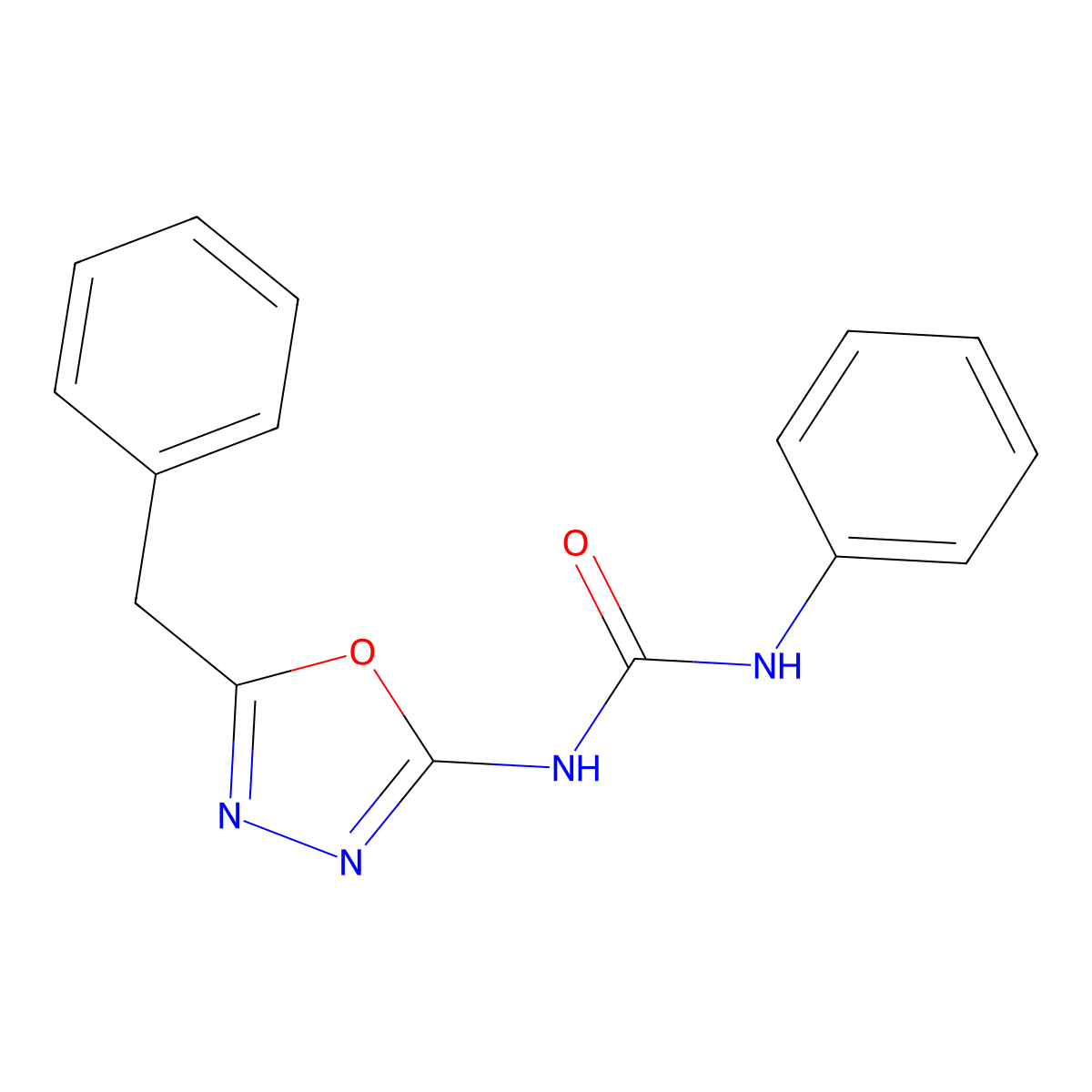 1-(5-Benzyl-1,3,4-oxadiazol-2-yl)-3-phenylurea molecular structure, CAS 6756-31-6