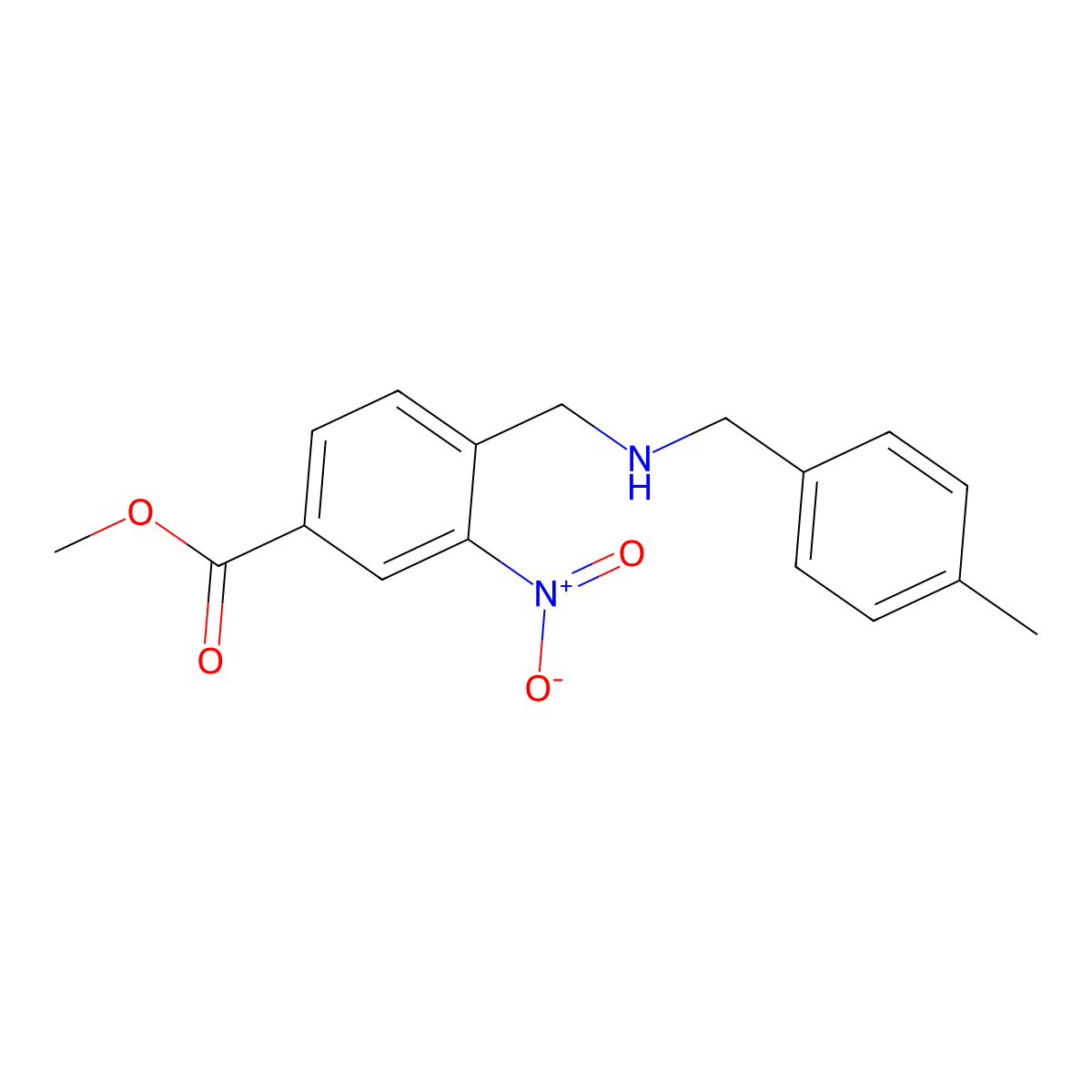 4-[(4-Methyl-benzylamino)-methyl]-3-nitro-benzoic acid methyl ester molecular structure, CAS 675602-57-0