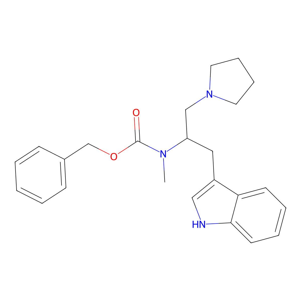 (S)-Benzyl (1-(1H-indol-3-yl)-3-(pyrrolidin-1-yl)propan-2-yl)(methyl)carbamate molecular structure, CAS 675602-66-1