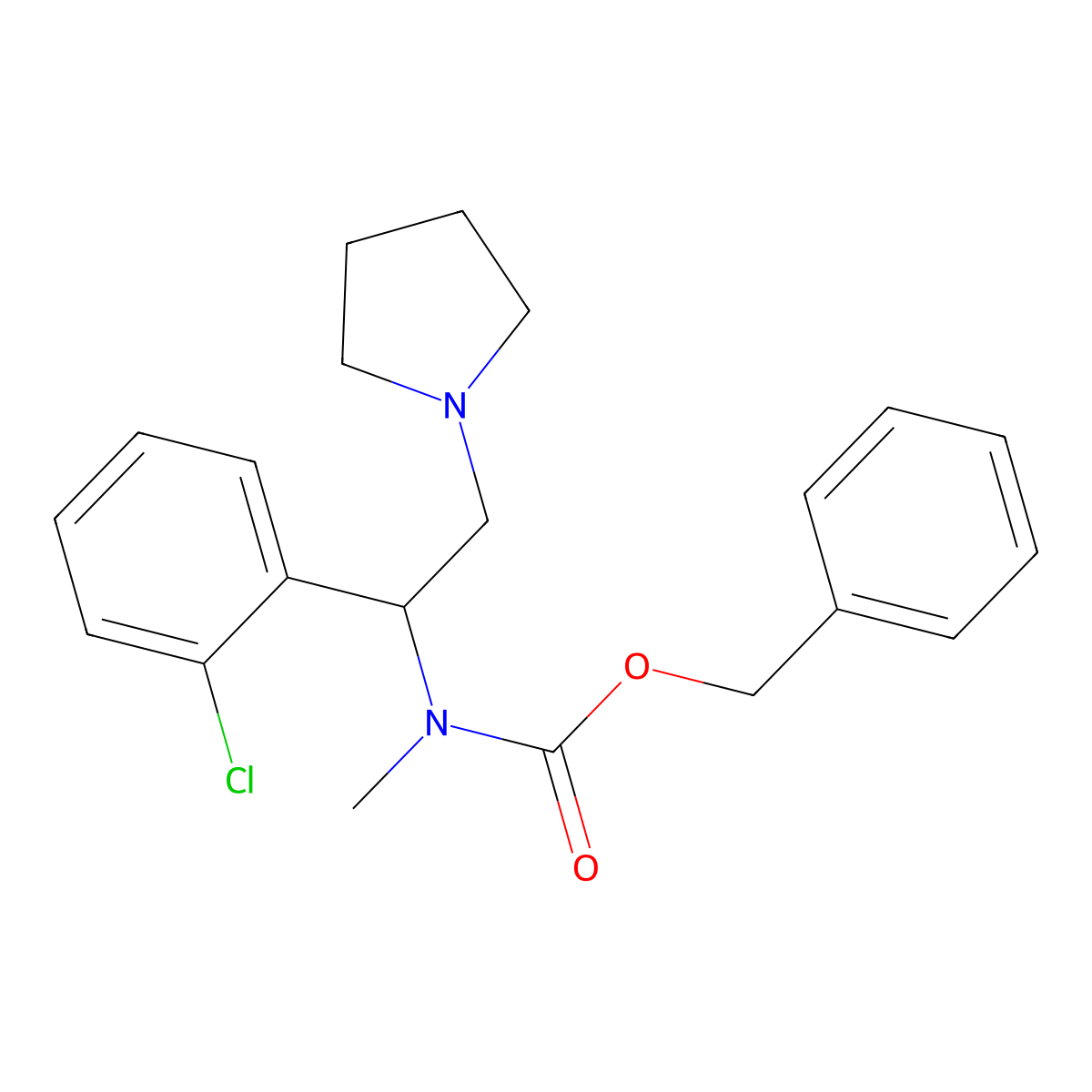 Benzyl (1-(2-chlorophenyl)-2-(pyrrolidin-1-yl)ethyl)(methyl)carbamate molecular structure, CAS 675602-67-2