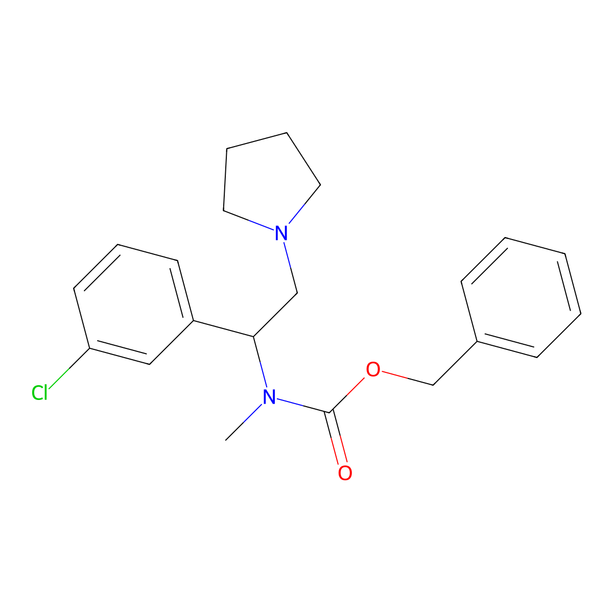 Benzyl (1-(3-chlorophenyl)-2-(pyrrolidin-1-yl)ethyl)(methyl)carbamate molecular structure, CAS 675602-68-3