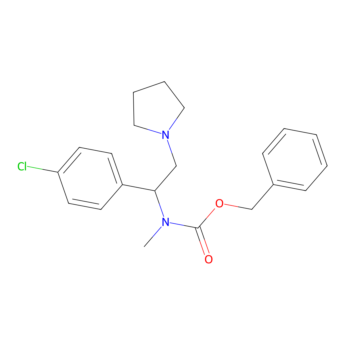 Carbamic acid, [1-(4-chlorophenyl)-2-(1-pyrrolidinyl)ethyl]methyl-, phenylmethyl ester molecular structure, CAS 675602-70-7